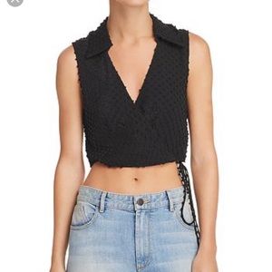 NWT alice + olivia Swiss dot, crossover crop